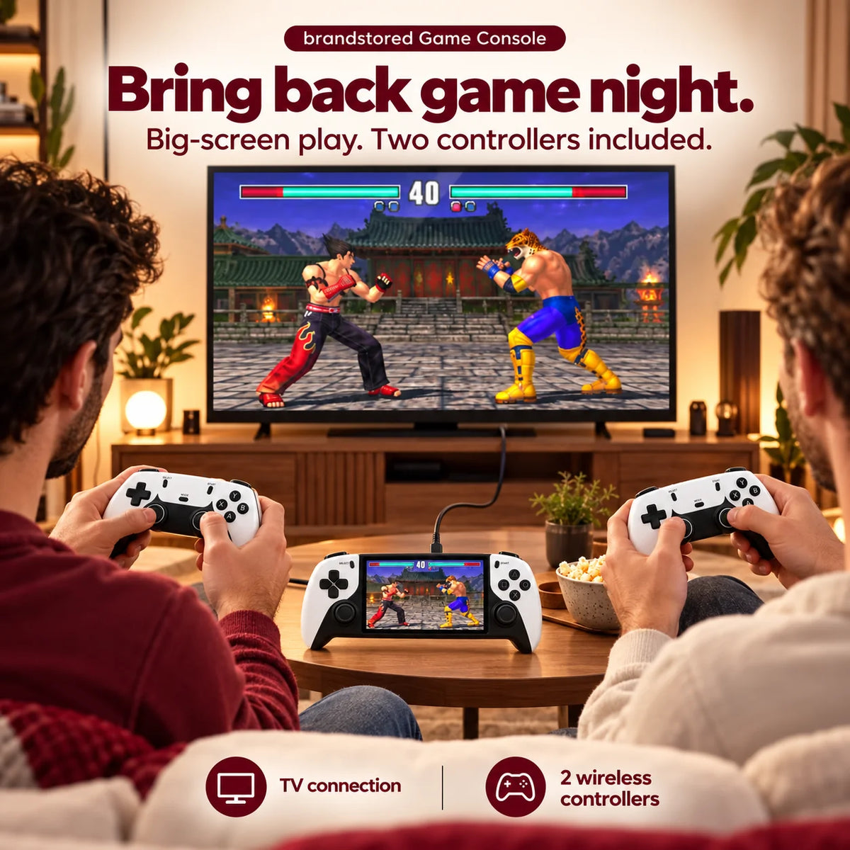 Original Brandstored Retro Plus Handheld Game Console with 2 Wireless Controllers