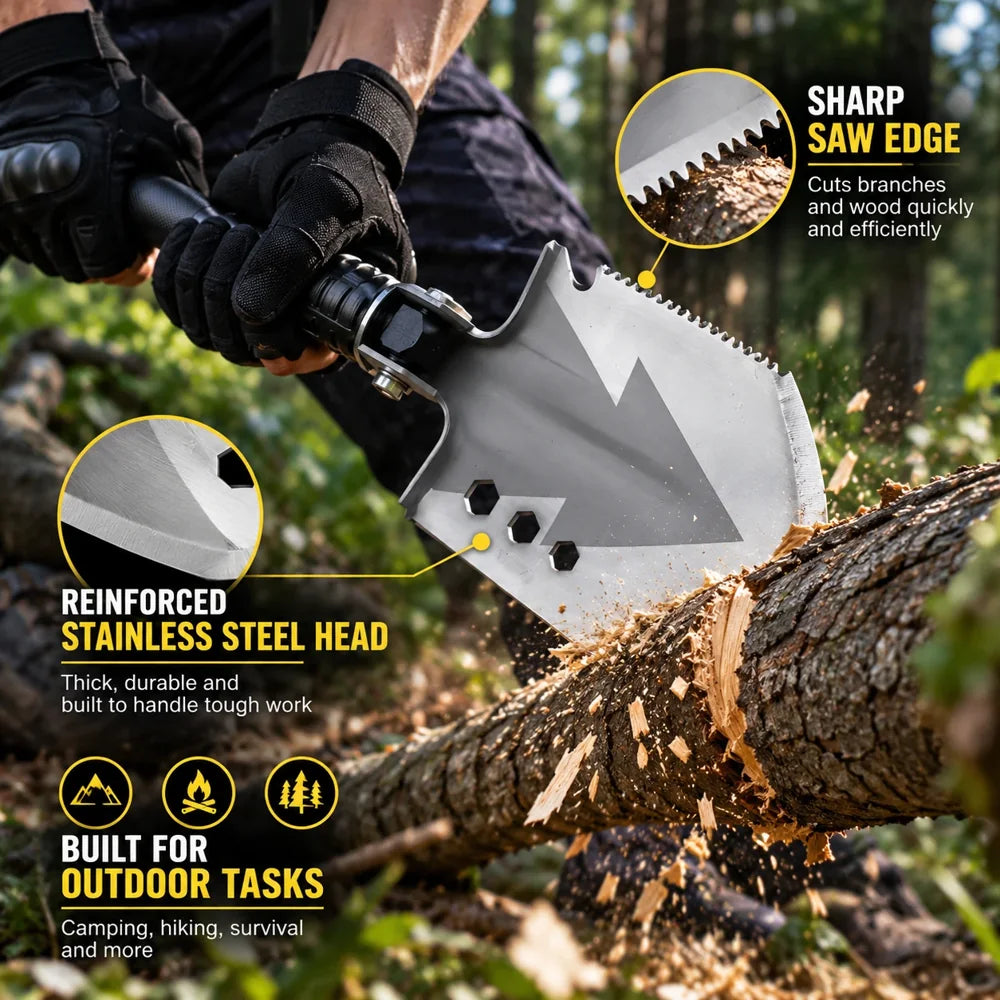 14-in-1 Tactical Multi Shovel – Heavy-Duty Outdoor Survival & Camping Tool