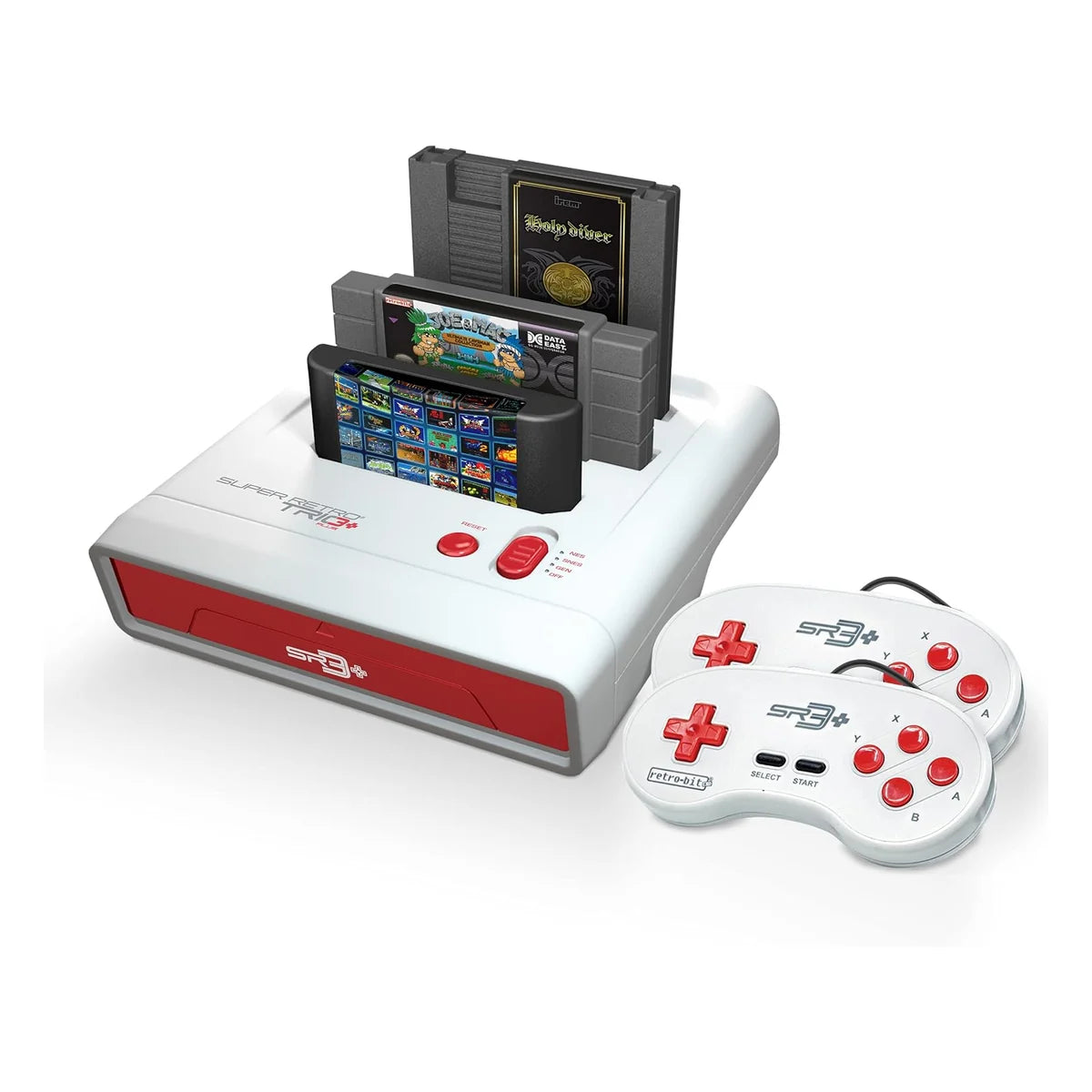 Retro-Bit Super Retro Trio HD Plus 3-in-1 Console – Red & White – product view
