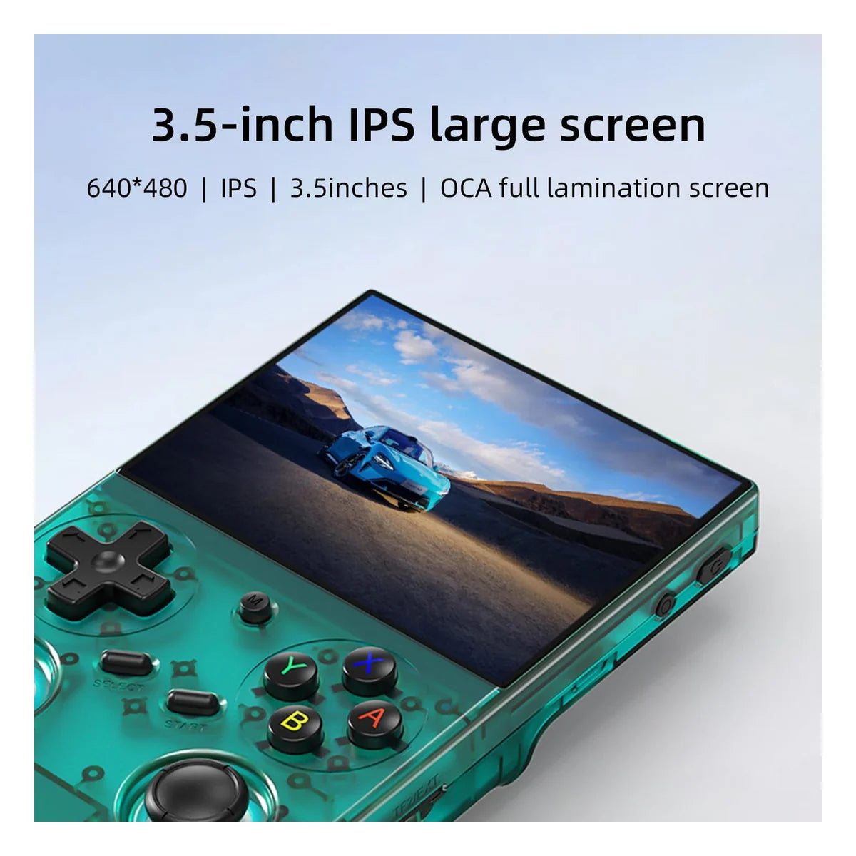 Anbernic RG35XX Pro Handheld Console – 64GB, Transparent Teal – display detail