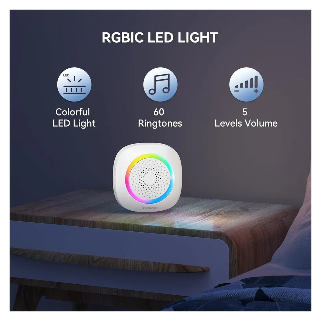 TECKNET wireless doorbell, White features