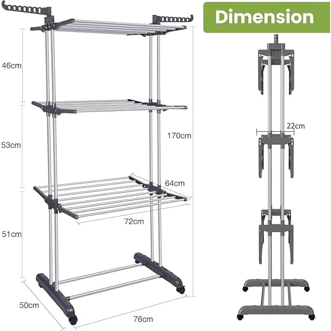 Toworld 4-Tier Folding Clothes Drying Rack