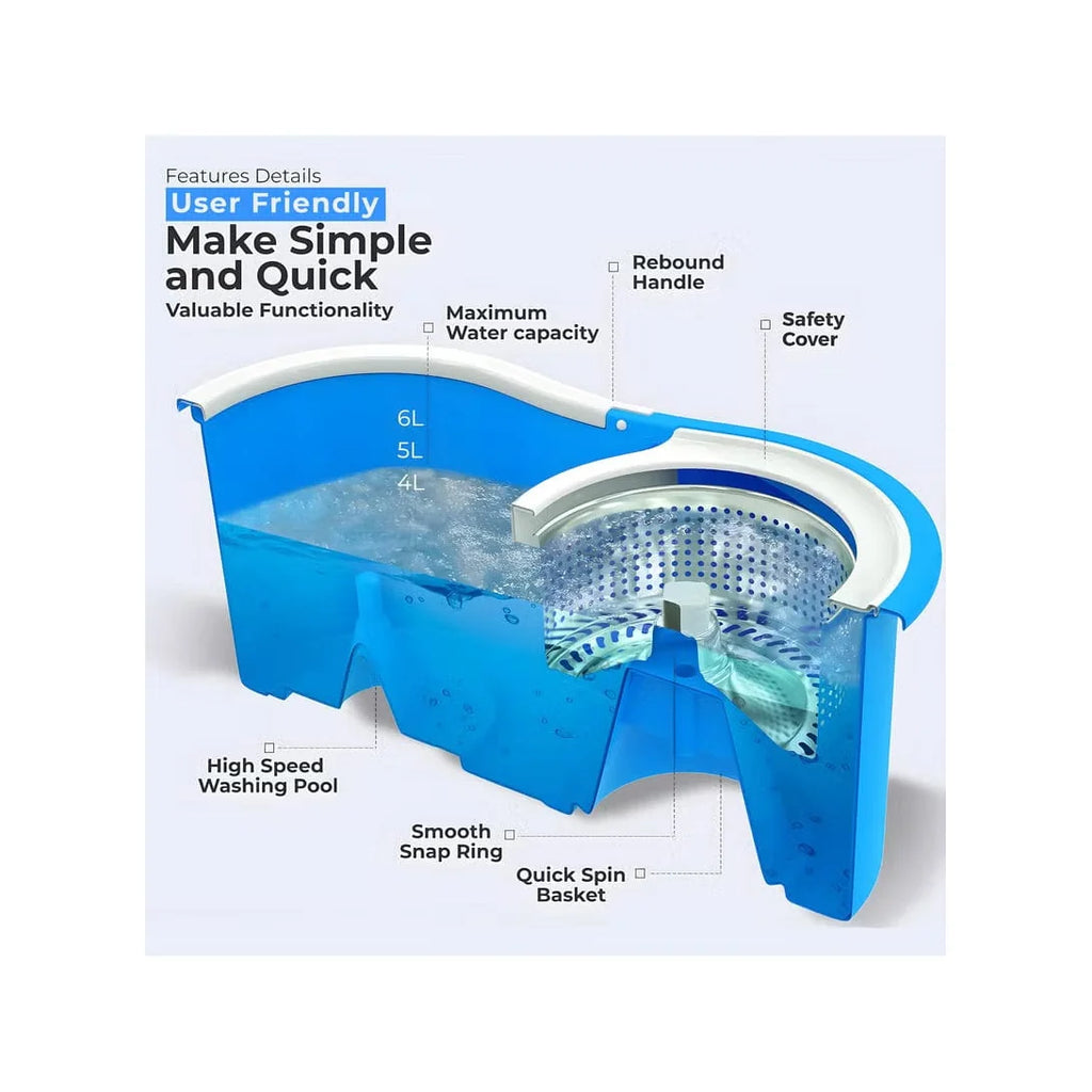 Spin Mop & 6L Bucket Set with Stainless Steel Wringer – view 3