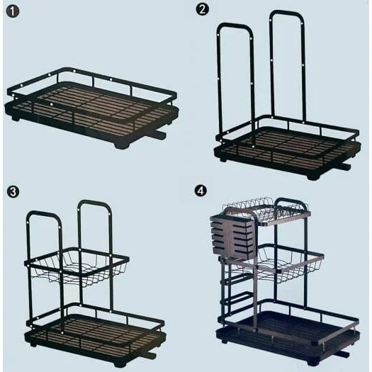 3-Tier Dish Drying Rack with Drain Tray & Utensil Holder – view 3