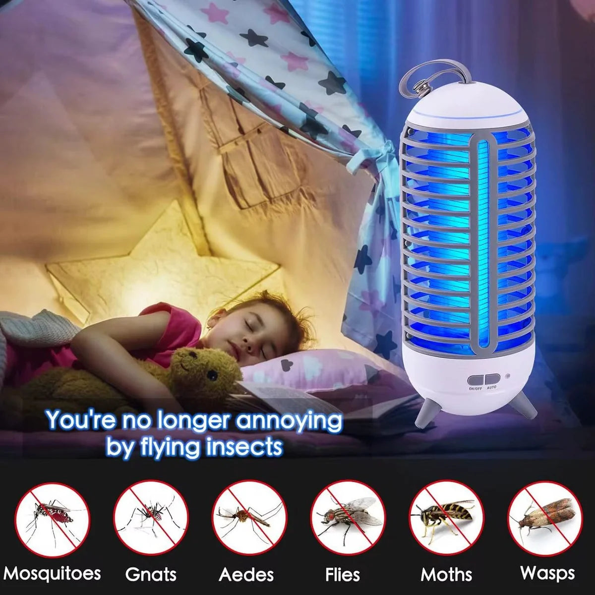 Electric Insect Killer Lamp with LED Light & Hanging Hook