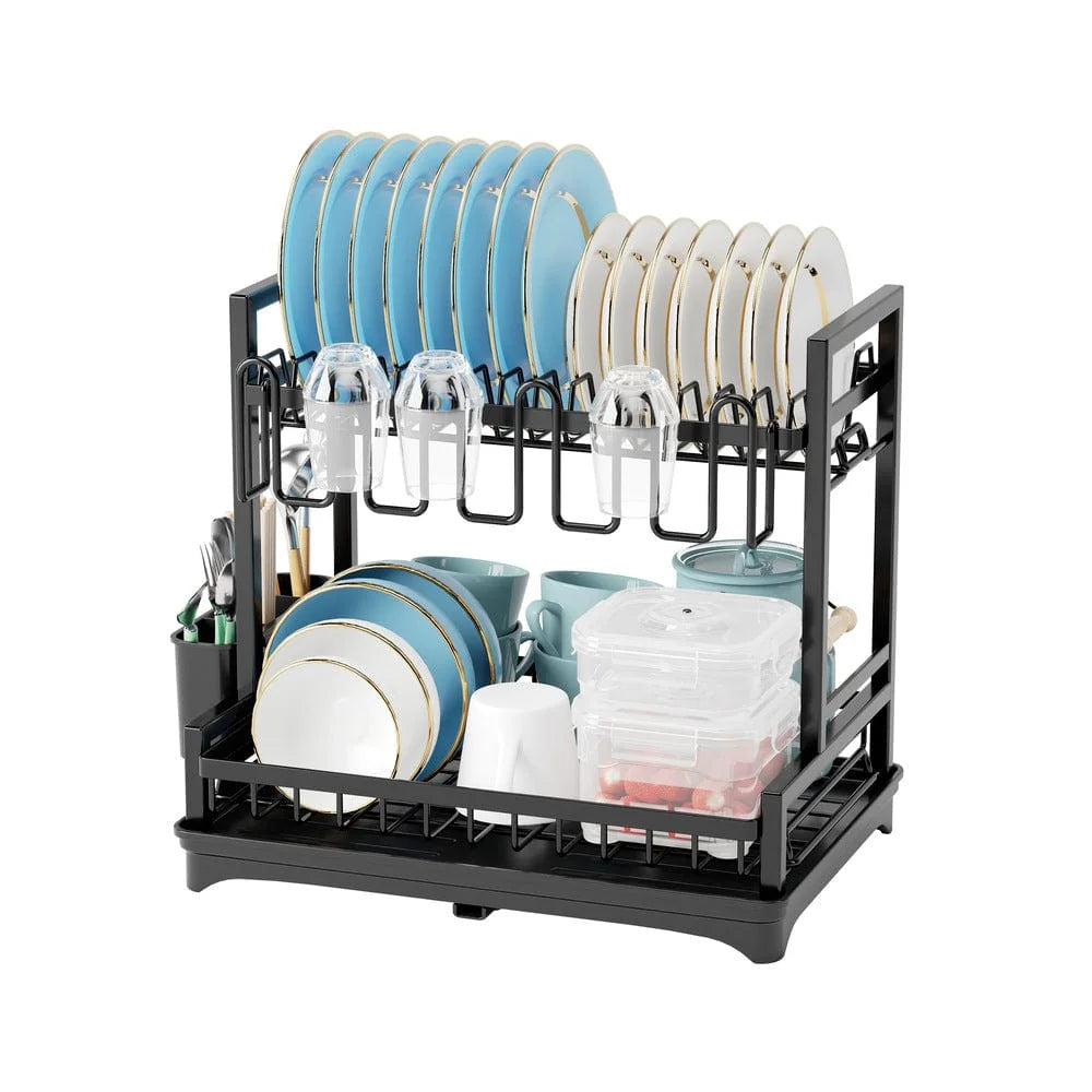 Dish Drying Rack with Drain Tray & Utensil Holder