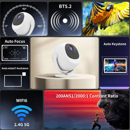 1080p Smart Projector – Android 11, Wi-Fi 6 & Bluetooth – view 2
