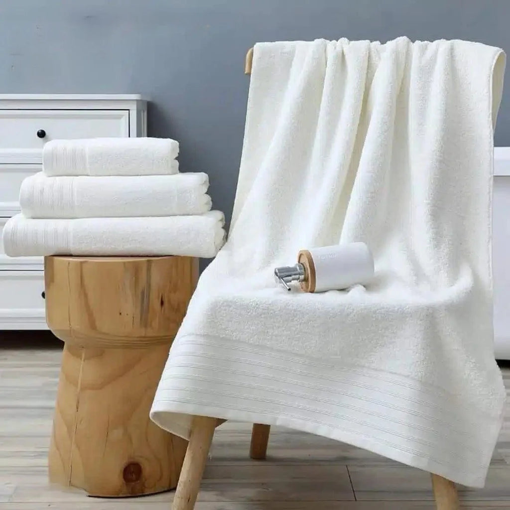 White Cotton Towel Set – 3 Pieces