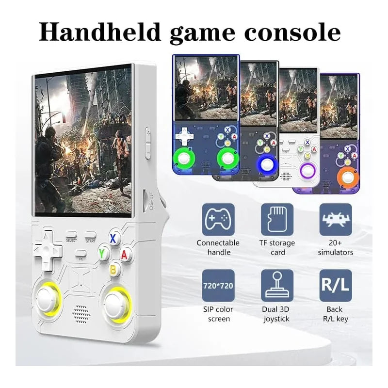 R36 Ultra white handheld console, controls and specifications