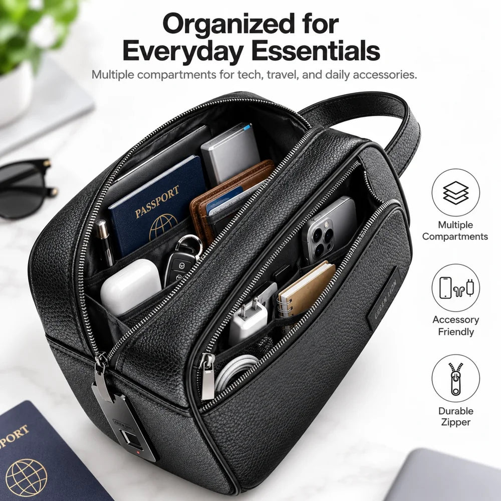 Premium Secure Fingerprint Sensor Cary Pouch with Multi Pockets & 10 User Profiles