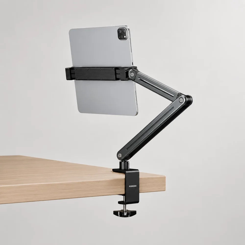 Porodo Multi-Joint Phone & Tablet Mount - Adjustable Desk & Bedside Holder
