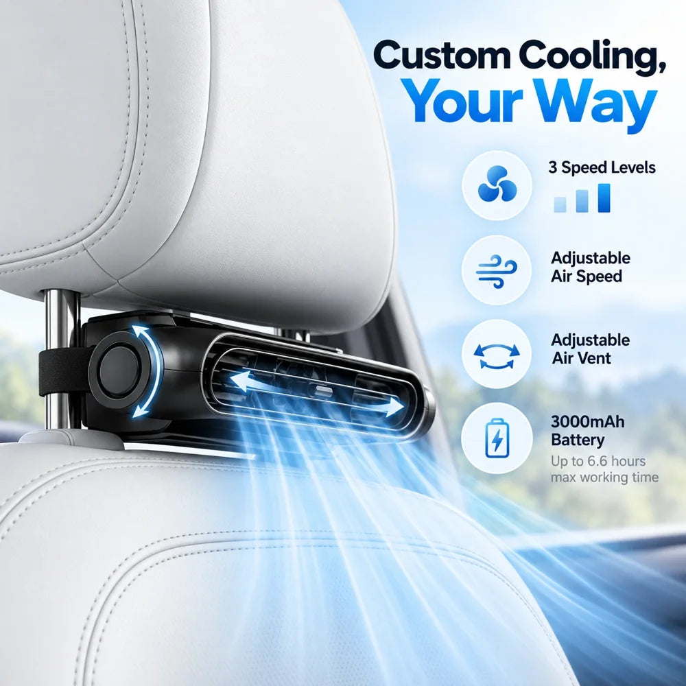 Ultimate Car Rear Seat Adjustable Air Flow Turbo Fan