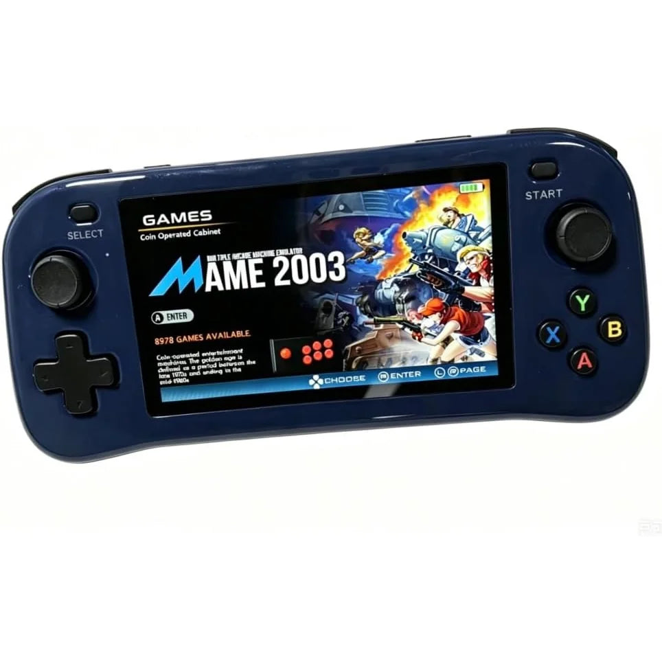 Full view of ZGMT blue handheld console